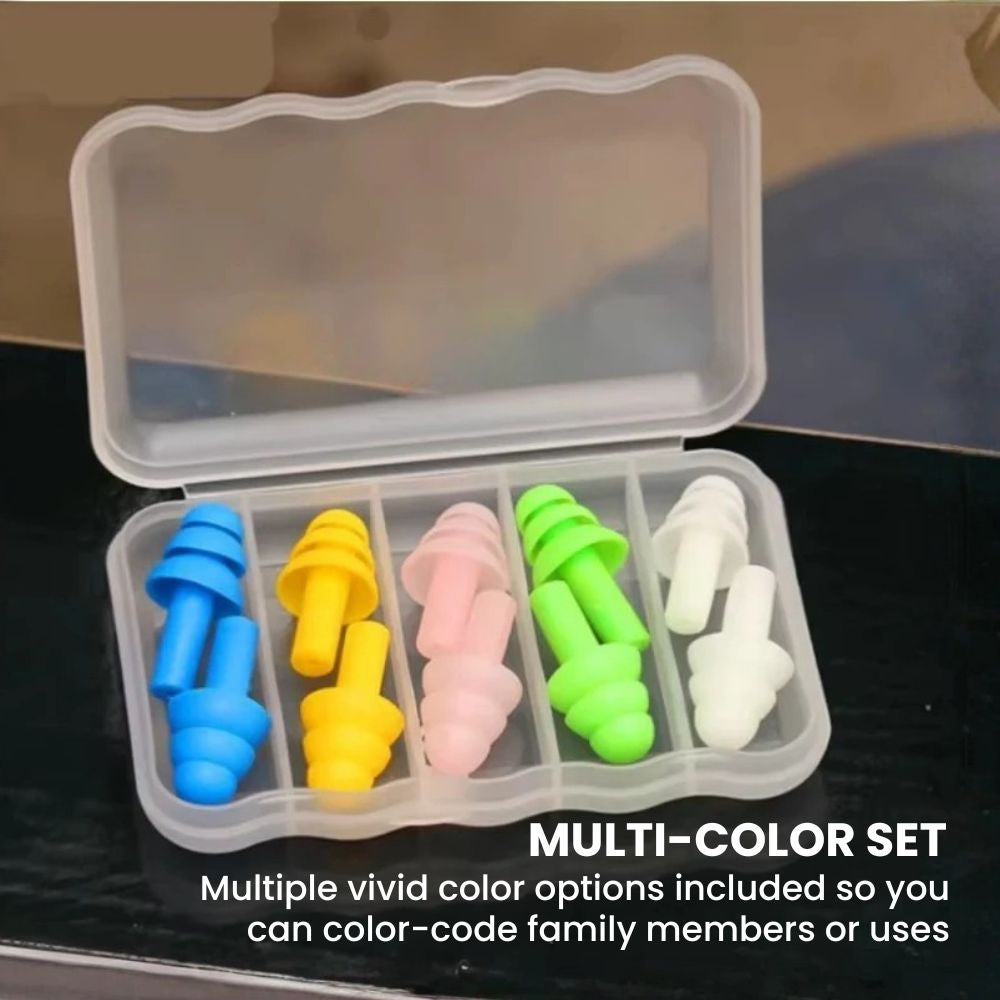 Colorful Reusable Silicone Ear Plugs with Travel Case - multi color