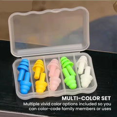 Colorful Reusable Silicone Ear Plugs with Travel Case - multi color