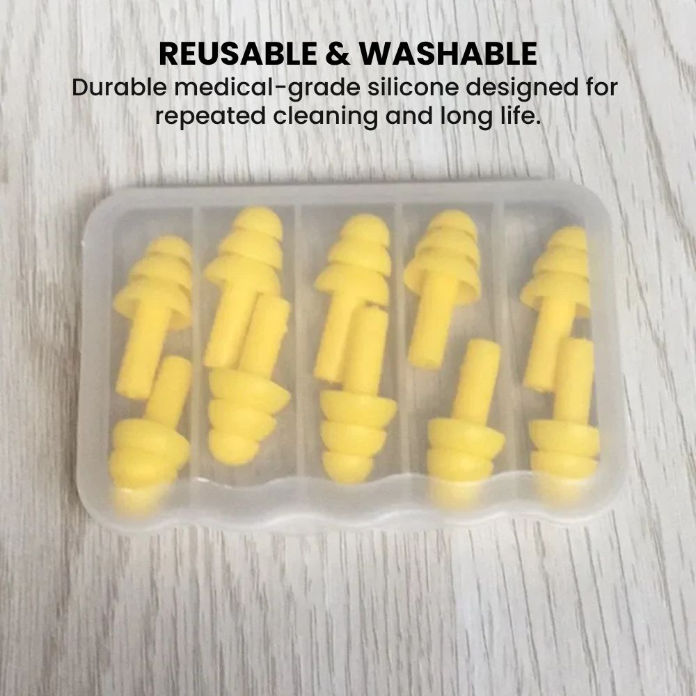 Colorful Reusable Silicone Ear Plugs with Travel Case- washable