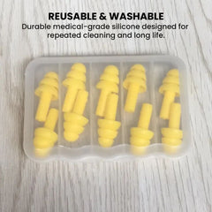 Colorful Reusable Silicone Ear Plugs with Travel Case- washable