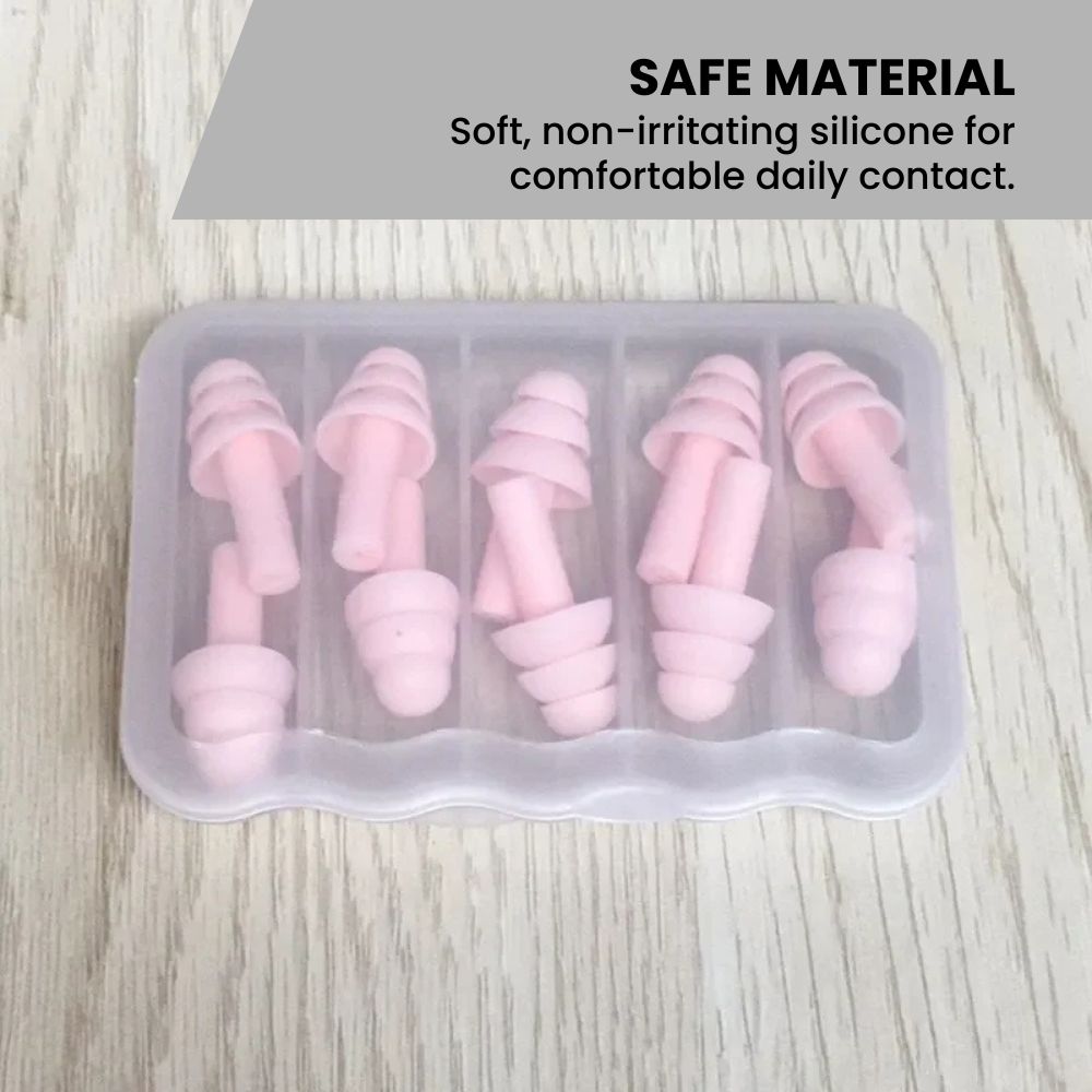 Colorful Reusable Silicone Ear Plugs with Travel Case - safe material