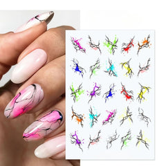 Colorful 3D Nail Stickers Gold Ink Marble Art for DIY