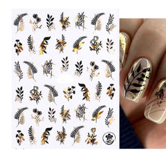 Colorful 3D Nail Stickers Gold Ink Marble Art for DIY