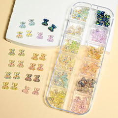 Colorful Resin Bow Nail Charms – 3D DIY Art Set of 12