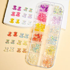 Colorful Resin Bow Nail Charms – 3D DIY Art Set of 12