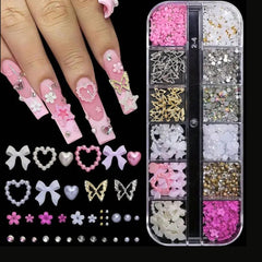 Colorful Resin Bow Nail Charms – 3D DIY Art Set of 12