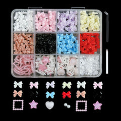 Colorful Resin Bow Nail Charms – 3D DIY Art Set of 12