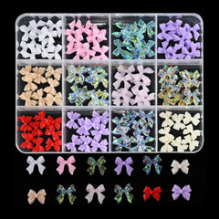 Colorful Resin Bow Nail Charms – 3D DIY Art Set of 12