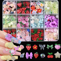 Colorful Resin Bow Nail Charms – 3D DIY Art Set of 12