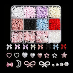 Colorful Resin Bow Nail Charms – 3D DIY Art Set of 12
