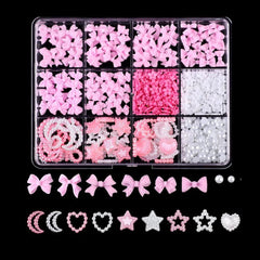Colorful Resin Bow Nail Charms – 3D DIY Art Set of 12