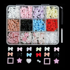 Colorful Resin Bow Nail Charms – 3D DIY Art Set of 12