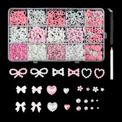 Colorful Resin Bow Nail Charms – 3D DIY Art Set of 12