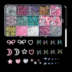 Colorful Resin Bow Nail Charms – 3D DIY Art Set of 12