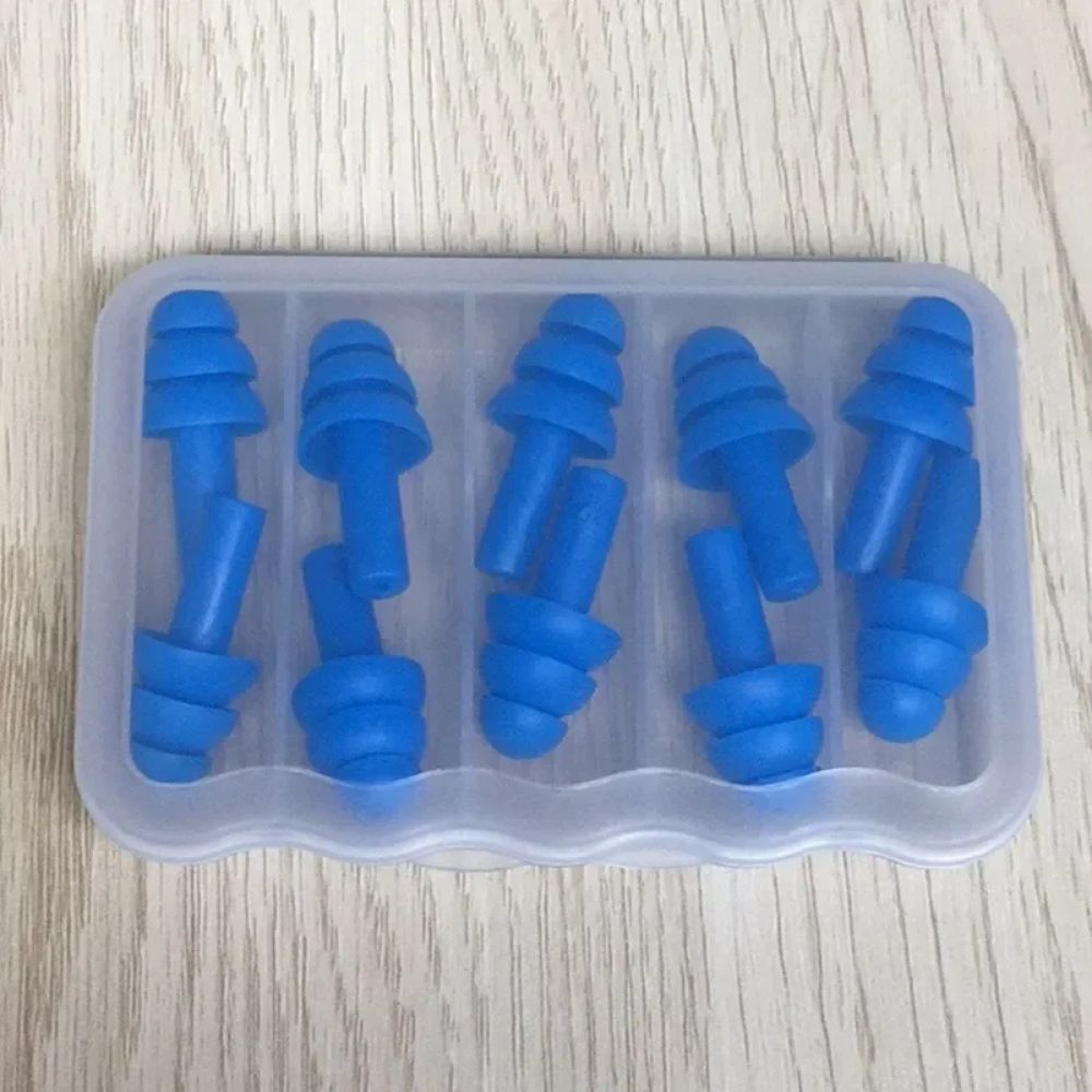 Colorful Reusable Silicone Ear Plugs with Travel Case- blue