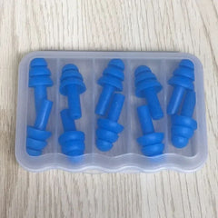 Colorful Reusable Silicone Ear Plugs with Travel Case- blue