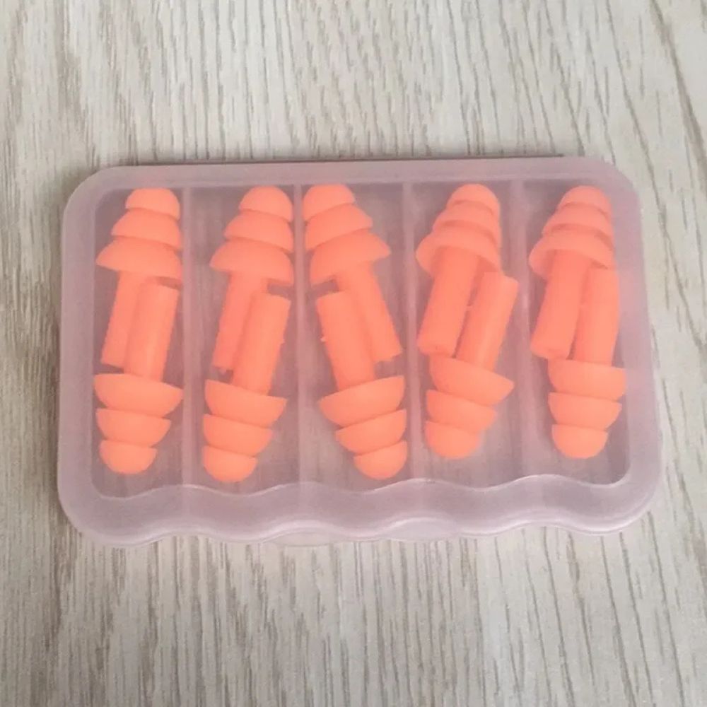Colorful Reusable Silicone Ear Plugs with Travel Case- orange