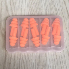 Colorful Reusable Silicone Ear Plugs with Travel Case- orange