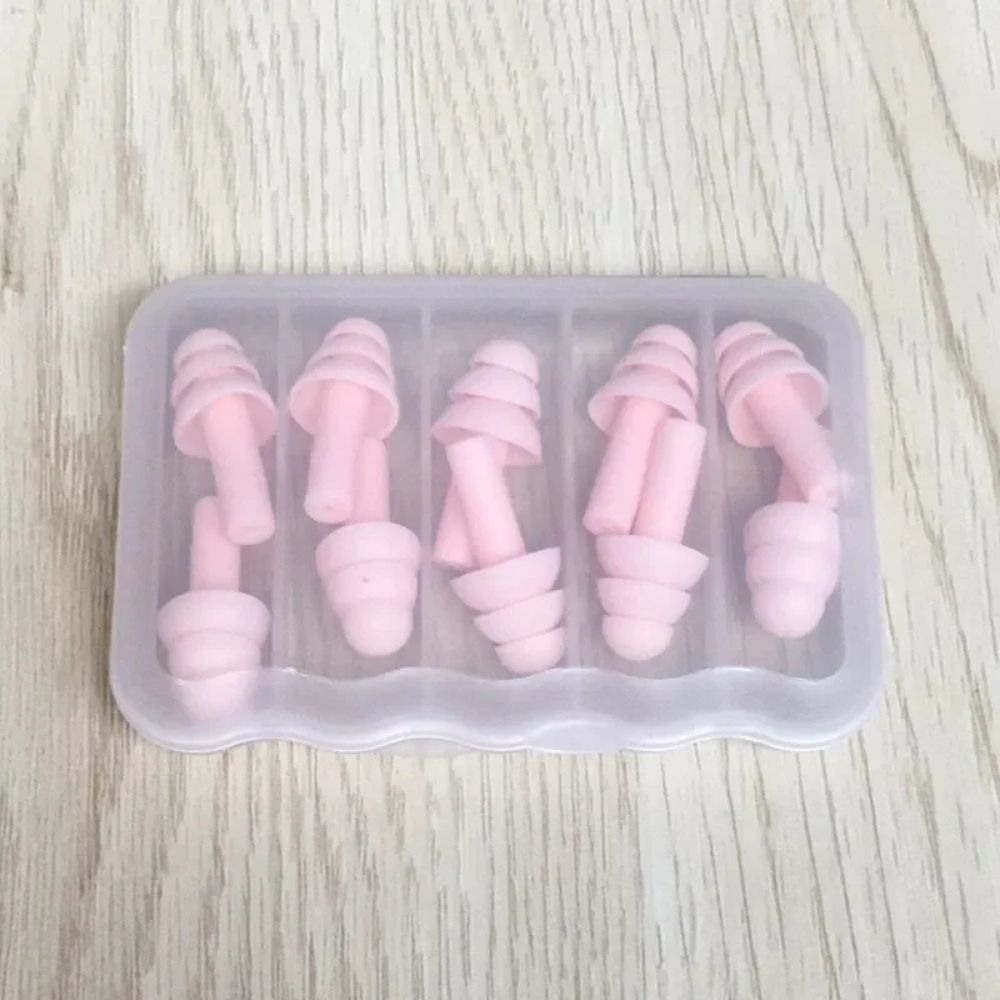 Colorful Reusable Silicone Ear Plugs with Travel Case -pink