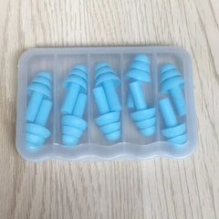 Colorful Reusable Silicone Ear Plugs with Travel Case -sky blue