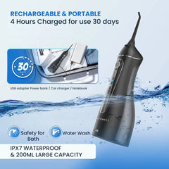 Cordless Water Flosser F18 – 3 Modes, 4 Tips, USB Rechargeable