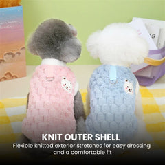 Cozy Checkered Knit Dog Sweater — Soft Fleece Lined