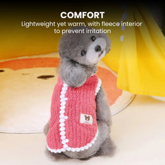 Cozy Pom Knit Dog Sweater — Small Breed Vest