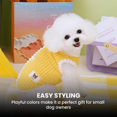Cozy Pom Knit Dog Sweater — Small Breed Vest