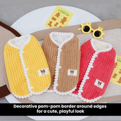 Cozy Pom Knit Dog Sweater — Small Breed Vest
