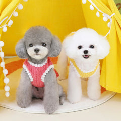 Cozy Pom Knit Dog Sweater — Small Breed Vest