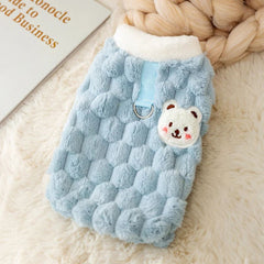 Cozy Checkered Knit Dog Sweater — Soft Fleece Lined