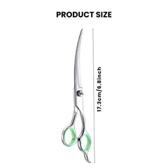 Curved Pet Grooming Scissors — 6.8″ Ergonomic Trimmer