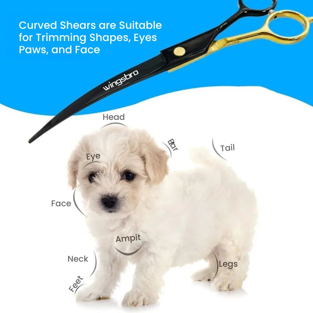 Curved & Straight 7.5" Pet Grooming Scissors - Ergonic design