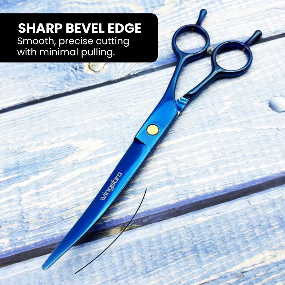 Curved & Straight 7.5" Pet Grooming Scissors - Sharp edges-_Sharp Bevel Edge