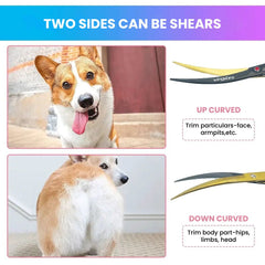 Curved & Straight 7.5" Pet Grooming Scissors - two sides shears
