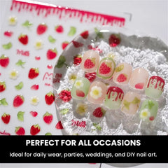 Cute 5D Strawberry Nail Stickers Jelly Fruit Art Decals