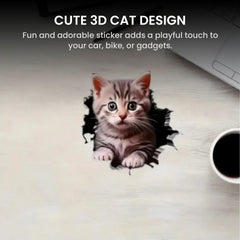 Cute 3D Cat Car Sticker for Bike, Laptop & Windows