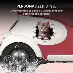Cute 3D Cat Car Sticker for Bike, Laptop & Windows