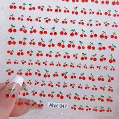 Cute 5D Strawberry Nail Stickers Jelly Fruit Art Decals