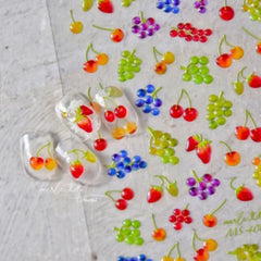Cute 5D Strawberry Nail Stickers Jelly Fruit Art Decals