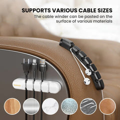 Desktop Cable Organizer Clips — Flexible Wire Holder