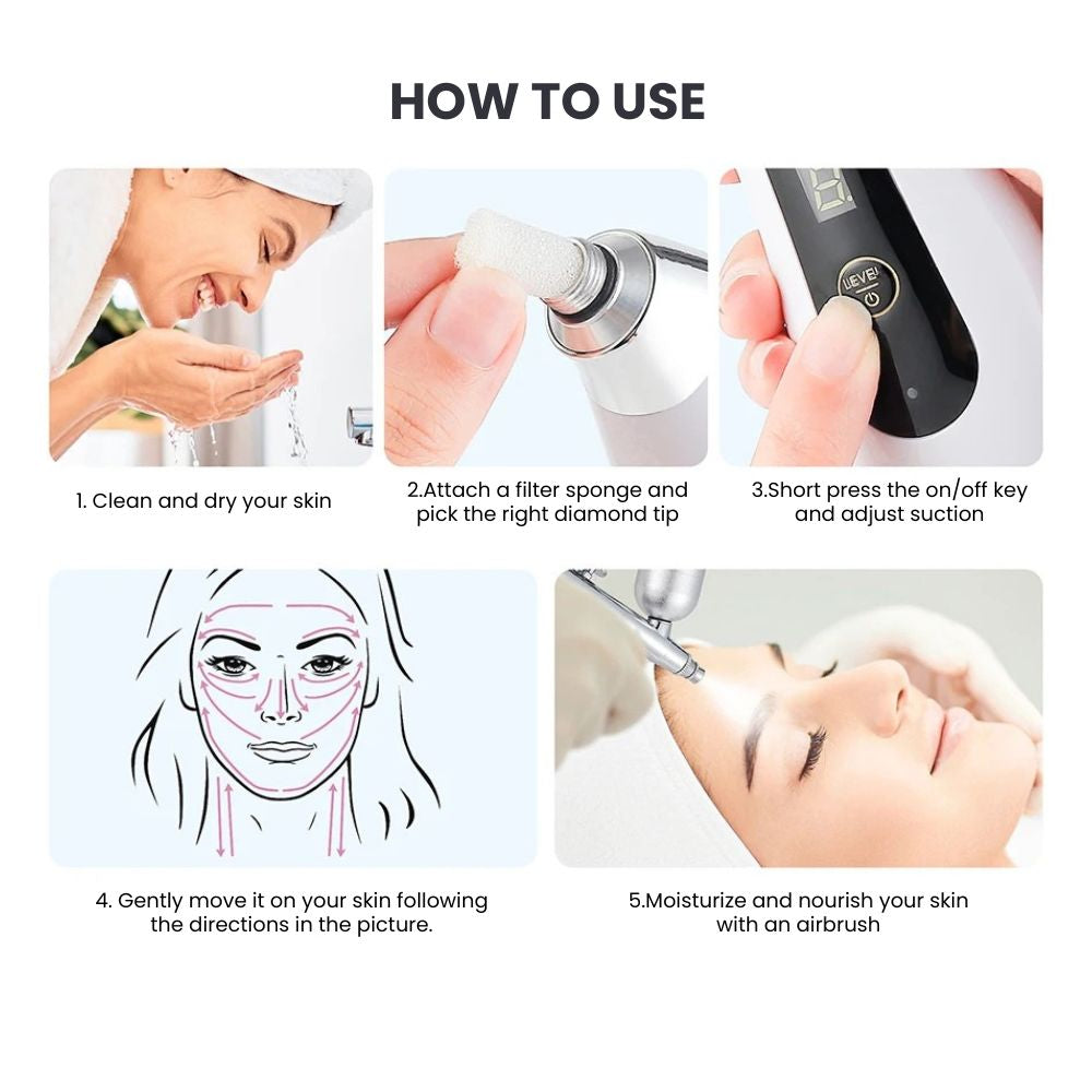 Diamond Peel Blackhead Remover — 2-in-1 Pore Vacuum -  how to use
