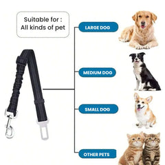 Dog & Pet Car Seatbelt — Reflective Bungee Safety Lead
