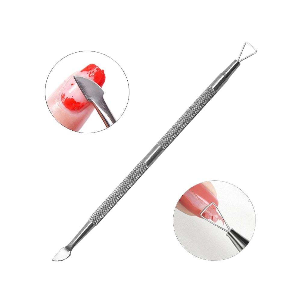 Double Ended Cuticle Pusher Nail Cleaner Stainless Steel