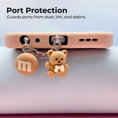 Cute Teddy Dust-Plug Phone Charm — Lightning & Type-C