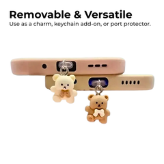 Cute Teddy Dust-Plug Phone Charm — Lightning & Type-C