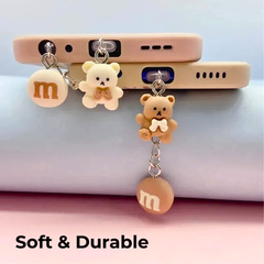 Cute Teddy Dust-Plug Phone Charm — Lightning & Type-C