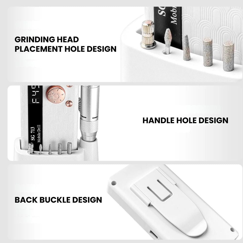 Electric Nail Drill Machine Low Noise Rechargeable - hole