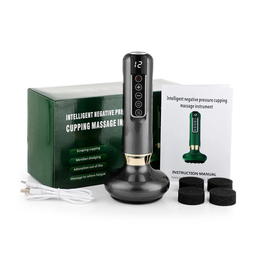 Electric Smart Cupping Therapy Massager with Heat - grey