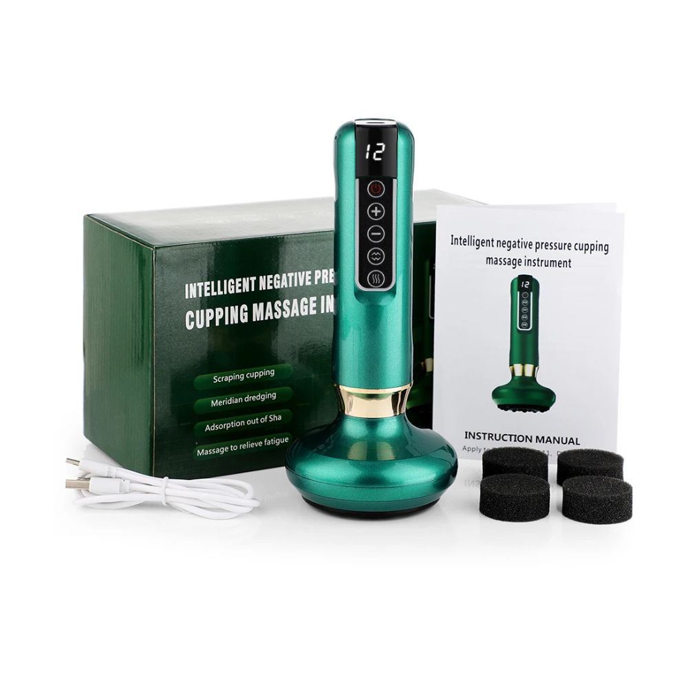 Electric Smart Cupping Therapy Massager with Heat - green